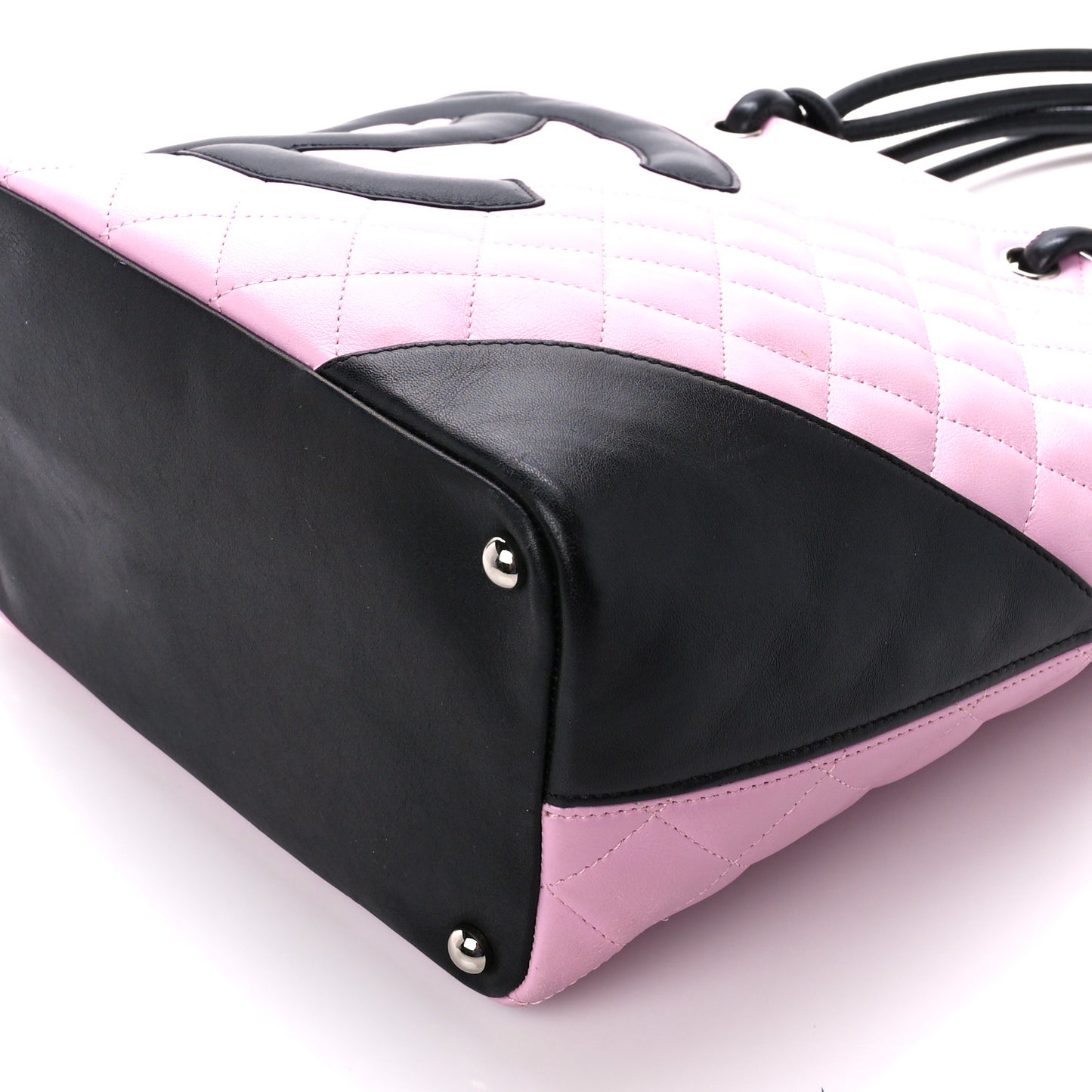 Calfskin Quilted Medium Cambon Tote Pink Black