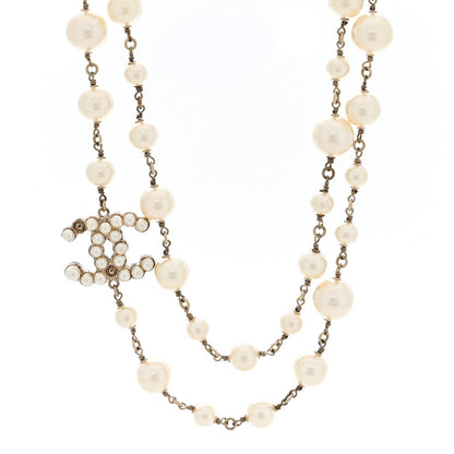 Chanel Graduated Pearl Crystal CC Necklace White 1 of 5