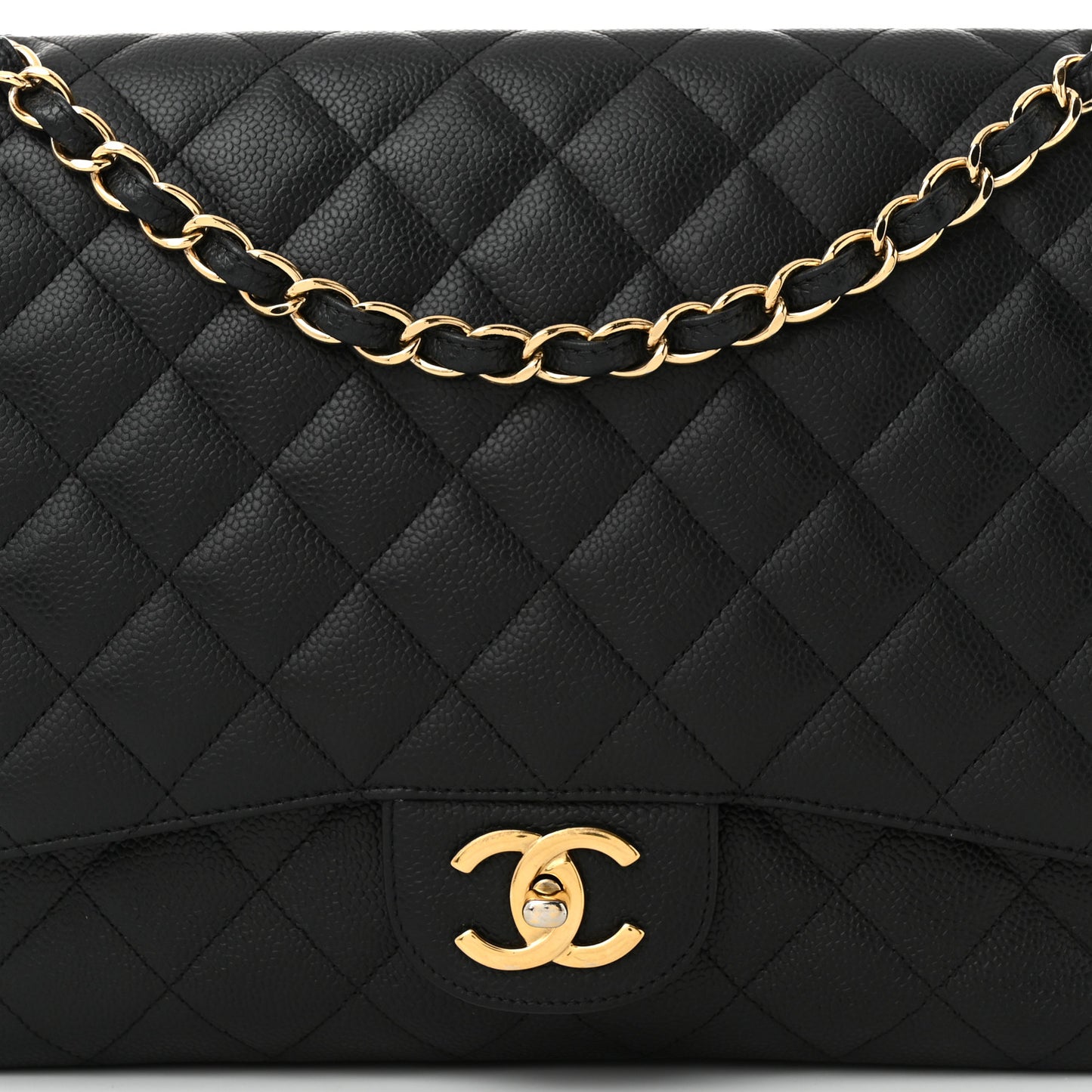 Caviar Quilted Maxi Double Flap Black