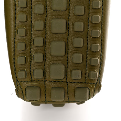 Gucci Soft Clove Calfskin Monochrome Mens Interlocking G Driver Loafers 12 Juniper Green 10 of 13