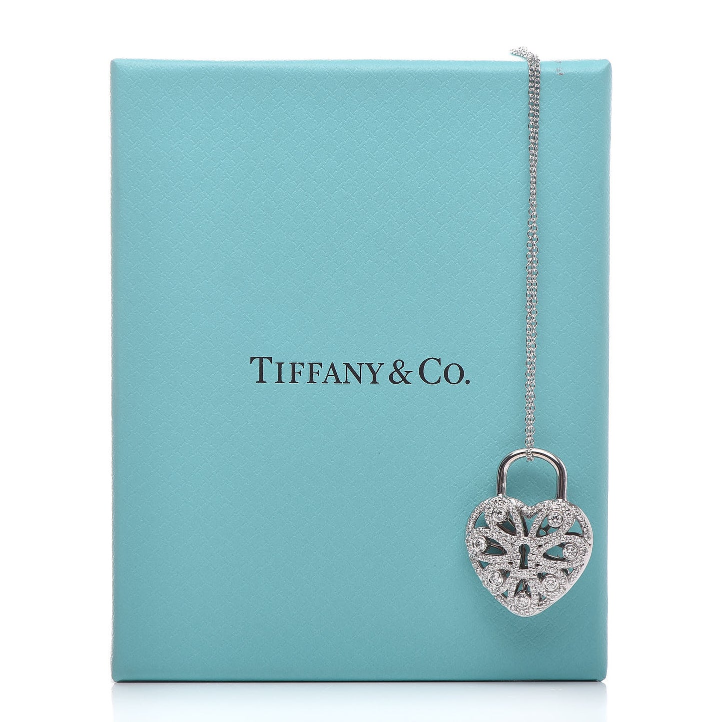 18K White Gold Diamond Filigree Heart Pendant Necklace