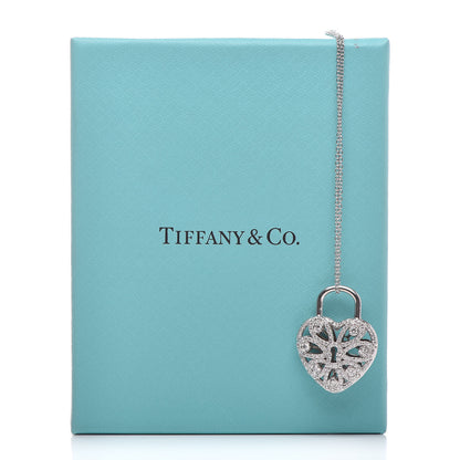 Tiffany 18K White Gold Diamond Filigree Heart Pendant Necklace 6 of 6