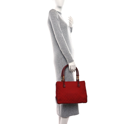 Gucci Monogram Small Bamboo Tote Red 2 of 10