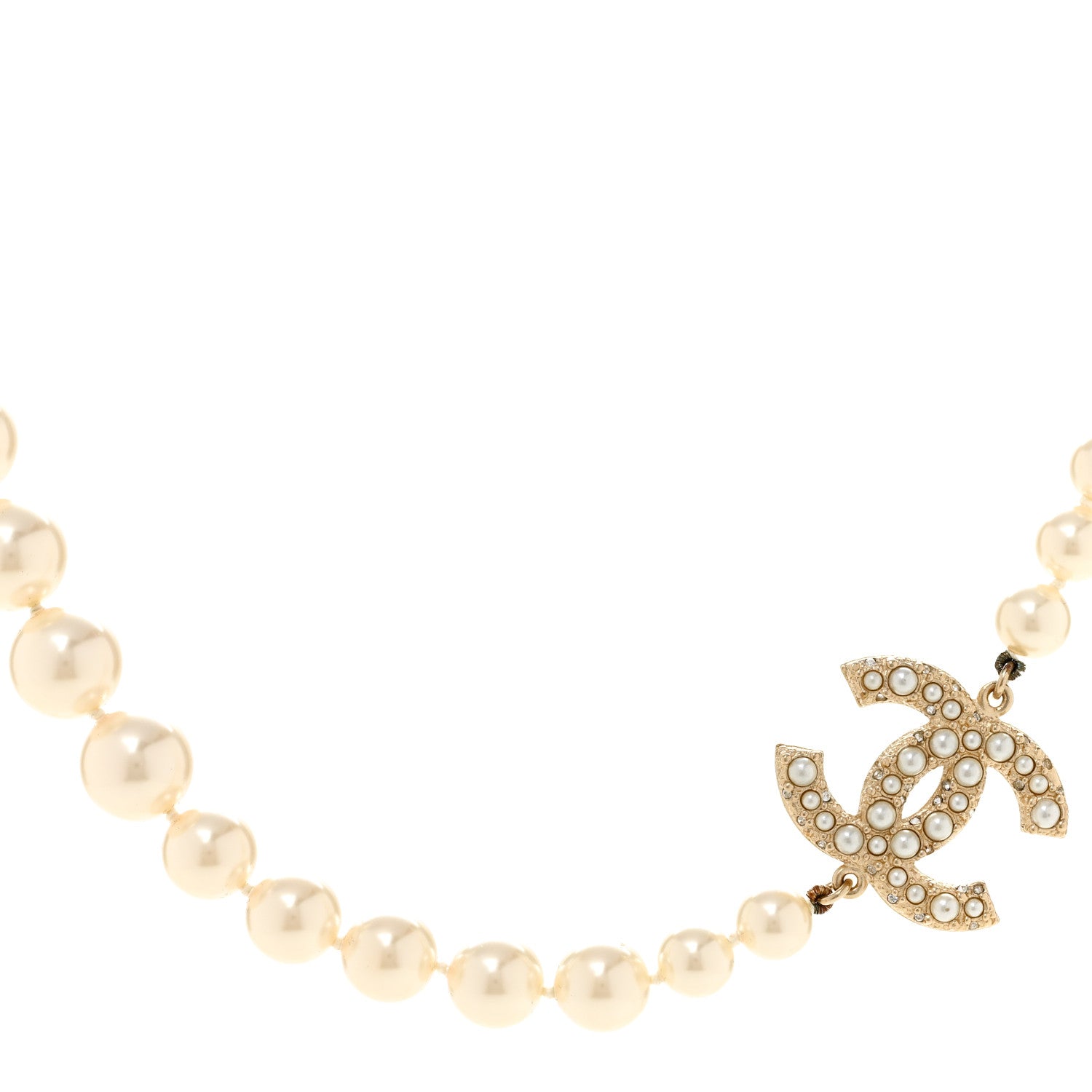 Chanel Pearl CC 100th Anniversary Necklace Light Gold 1 of 7