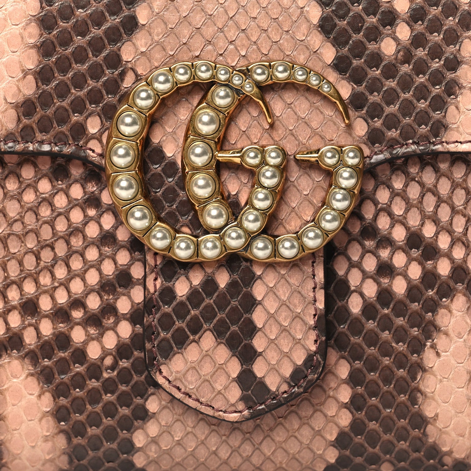 Gucci Snakeskin Pearly GG Marmont Clutch Taffy 9 of 12