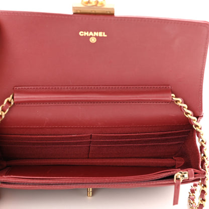 Chanel Calfskin Quilted Chevron In The City Bag Wallet on Chain WOC Red 5 of 11
