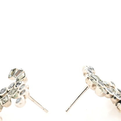 Chanel Baguette Crystal CC Earrings Grey Green 3 of 4