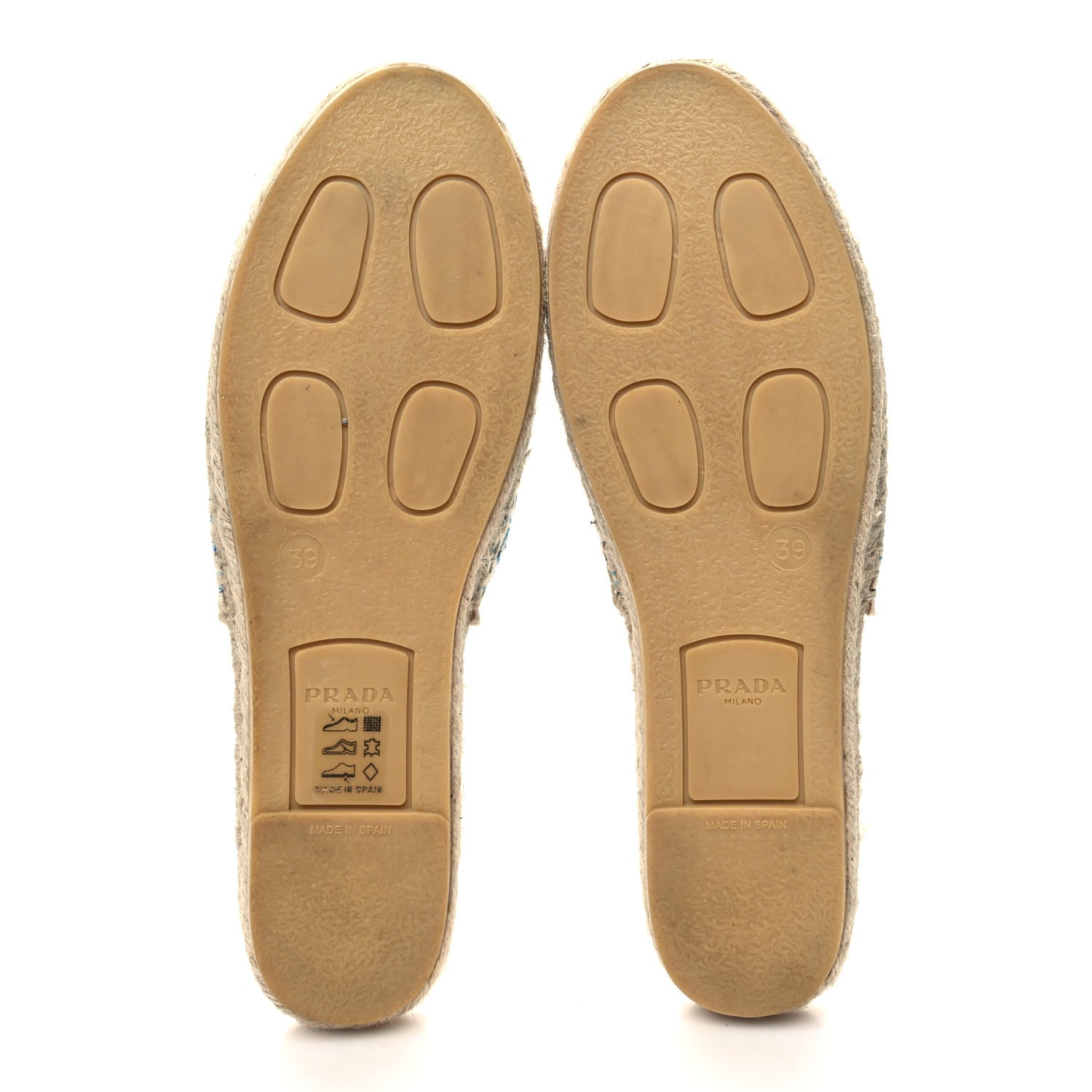 Prada Nastro Jacquard Logo Embroidered Espadrille 20mm Slippers 39 Naturale Azzurro 5 of 9