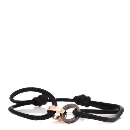 Cartier 18K Pink Gold Brown Ceramic 4 Diamond LOVE Cord Bracelet Black 1 of 6