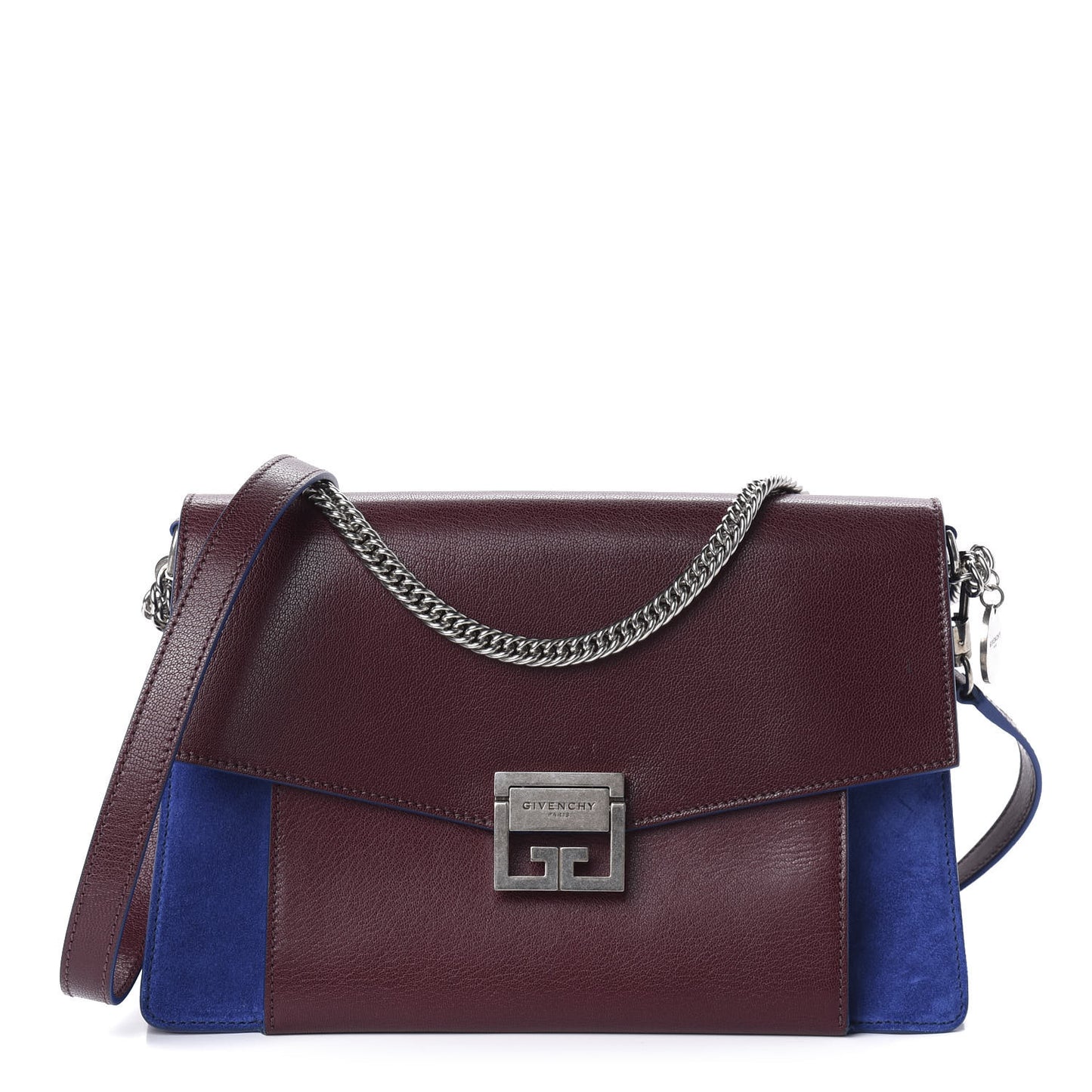 Goatskin Suede Medium GV3 Shoulder Bag Aubergine Blue