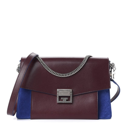 Givenchy Goatskin Suede Medium GV3 Shoulder Bag Aubergine Blue 1 of 9