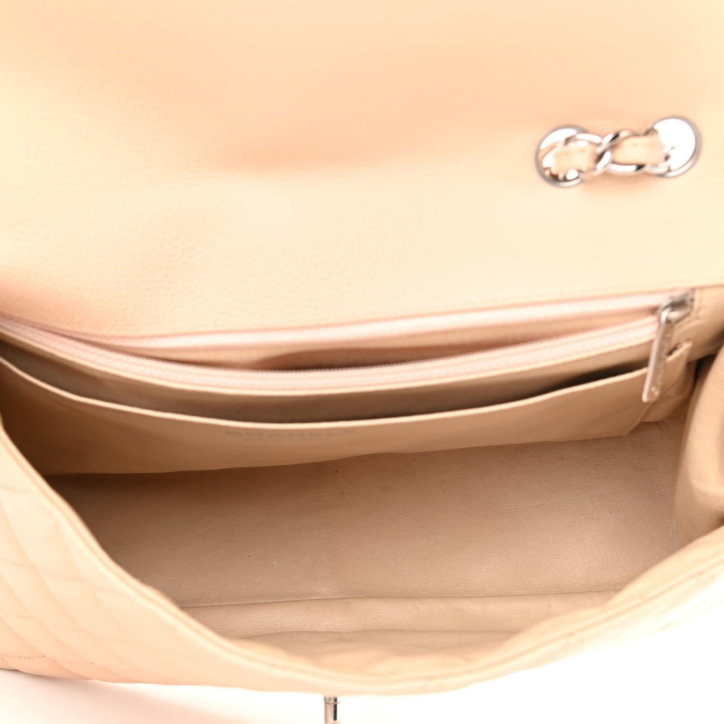 Caviar Quilted Jumbo Single Flap Beige