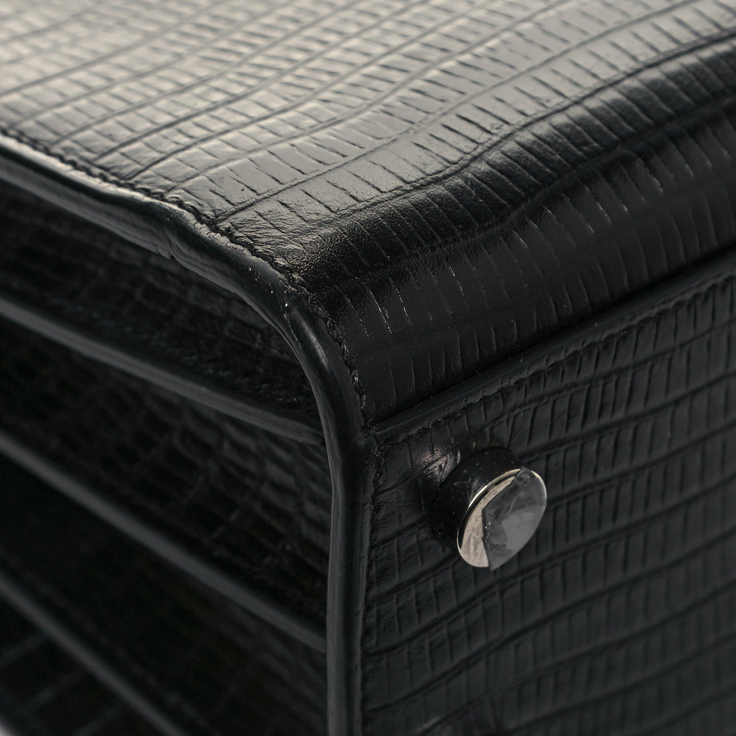 Calfskin Lizard Embossed Nano Sac De Jour Black
