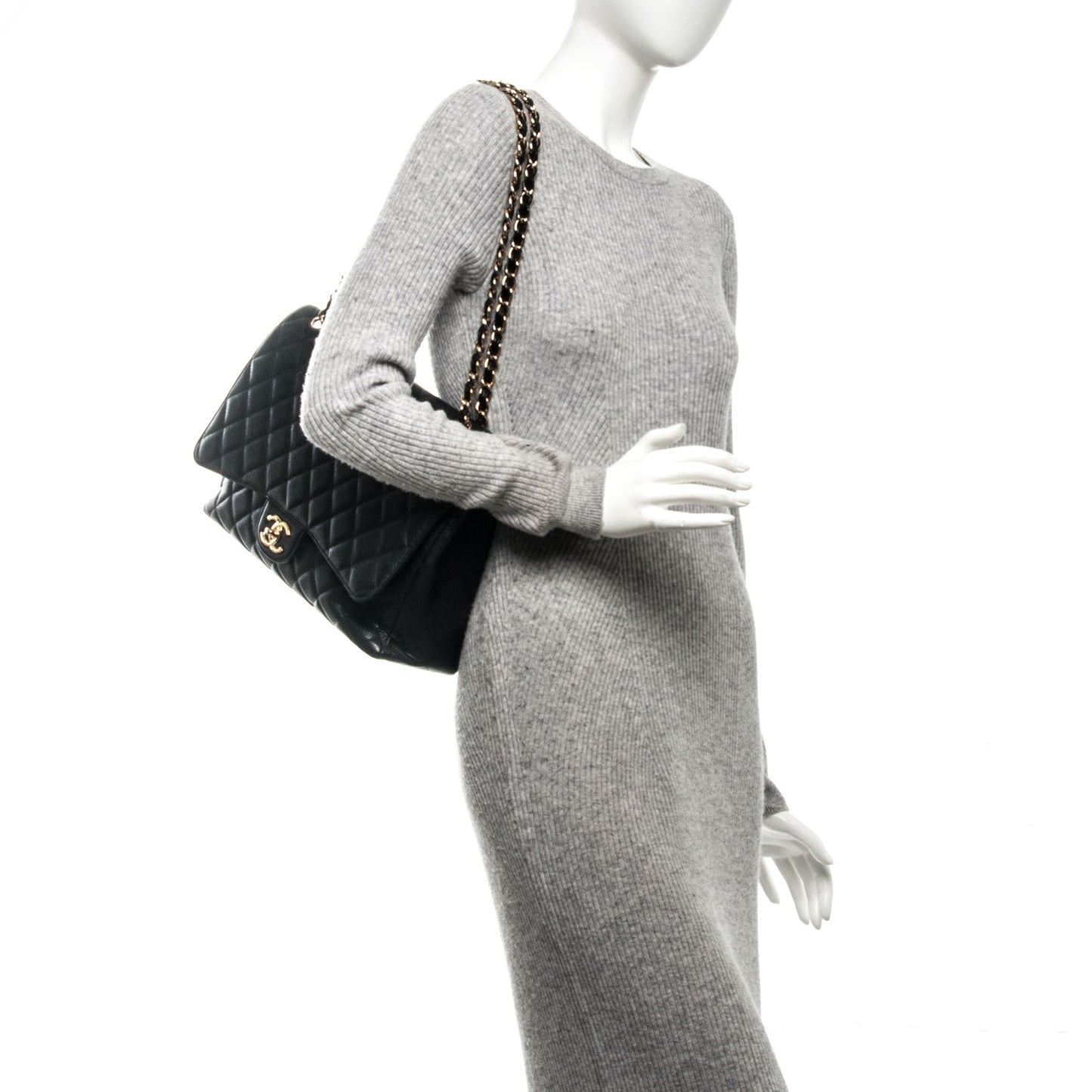 Caviar Quilted Maxi Double Flap Black