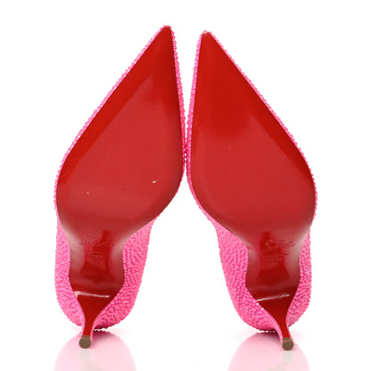 Christian Louboutin Veau Velours Strass Clare 80 Pumps 37.5 Diva Pink Fluo 5 of 7