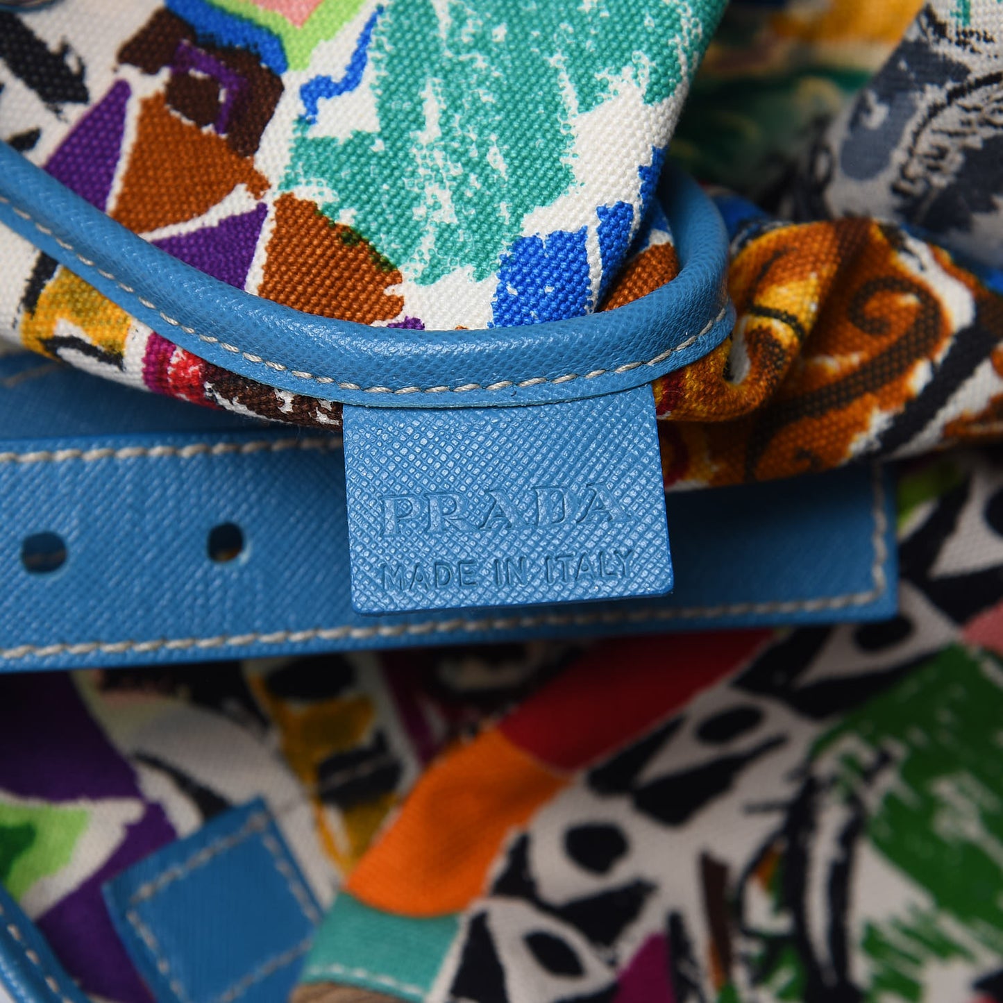 Canvas Saffiano Stampata Venice Tote Blue