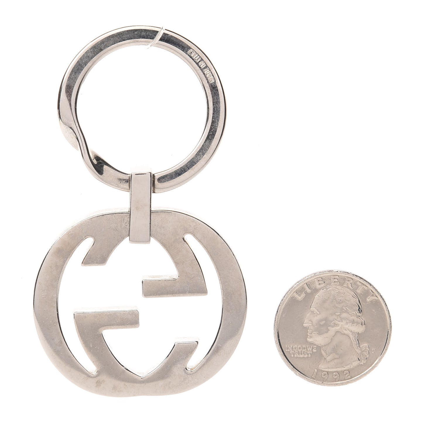 Metal Enamel Interlocking G Key Chain Silver Black