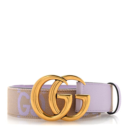 Gucci Monogram Jumbo GG Textured Dollar Calfskin Double G Belt 80 32 Beige Lapis 1 of 7