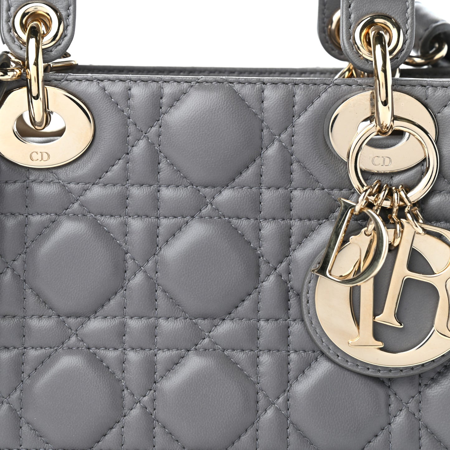 Lambskin Cannage Small Lucky Badges My Lady Dior Grey