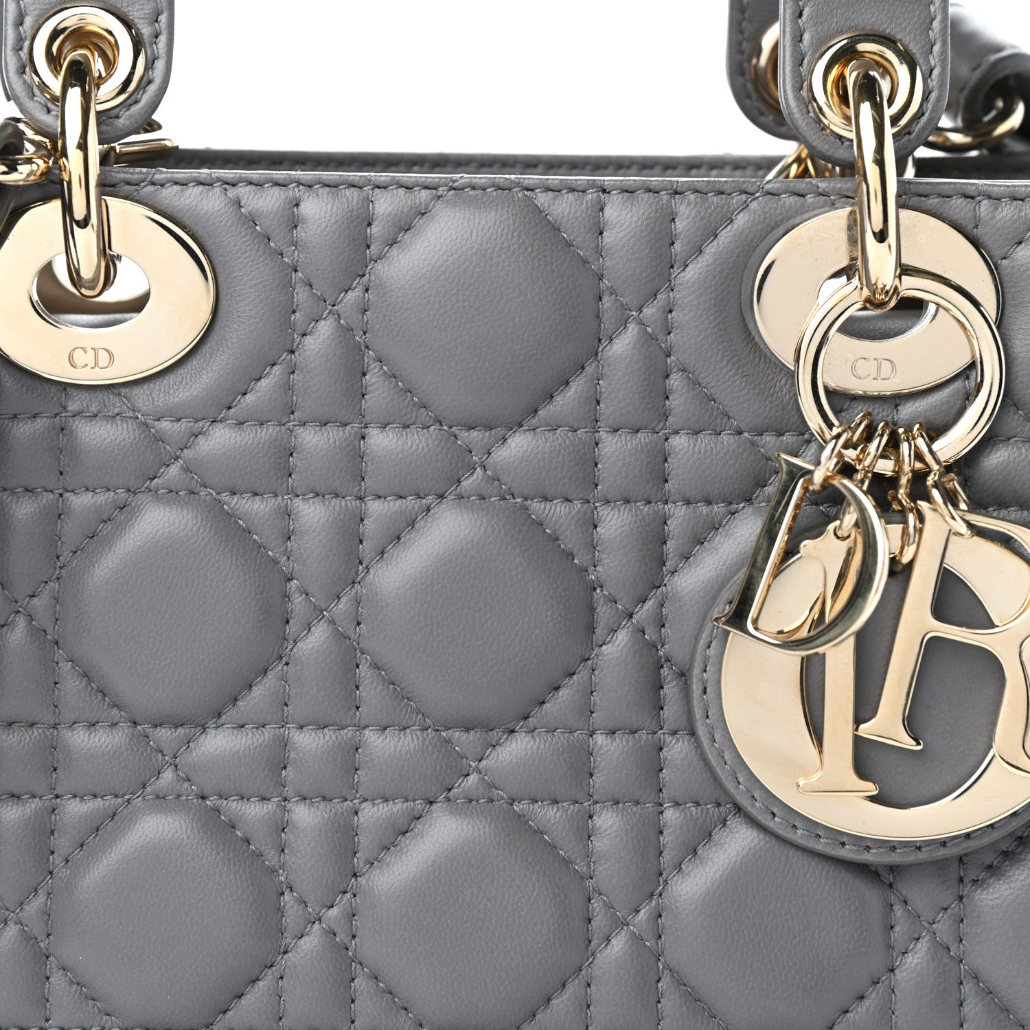 Christian Dior Lambskin Cannage Small Lucky Badges My Lady Dior Grey 9 of 11