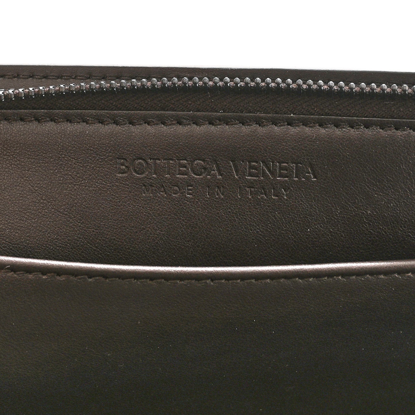 Calfskin Intrecciato Small Document Case Dark Brown