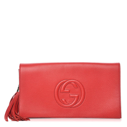 Gucci Pebbled Calfskin Medium Soho Clutch Red 1 of 9