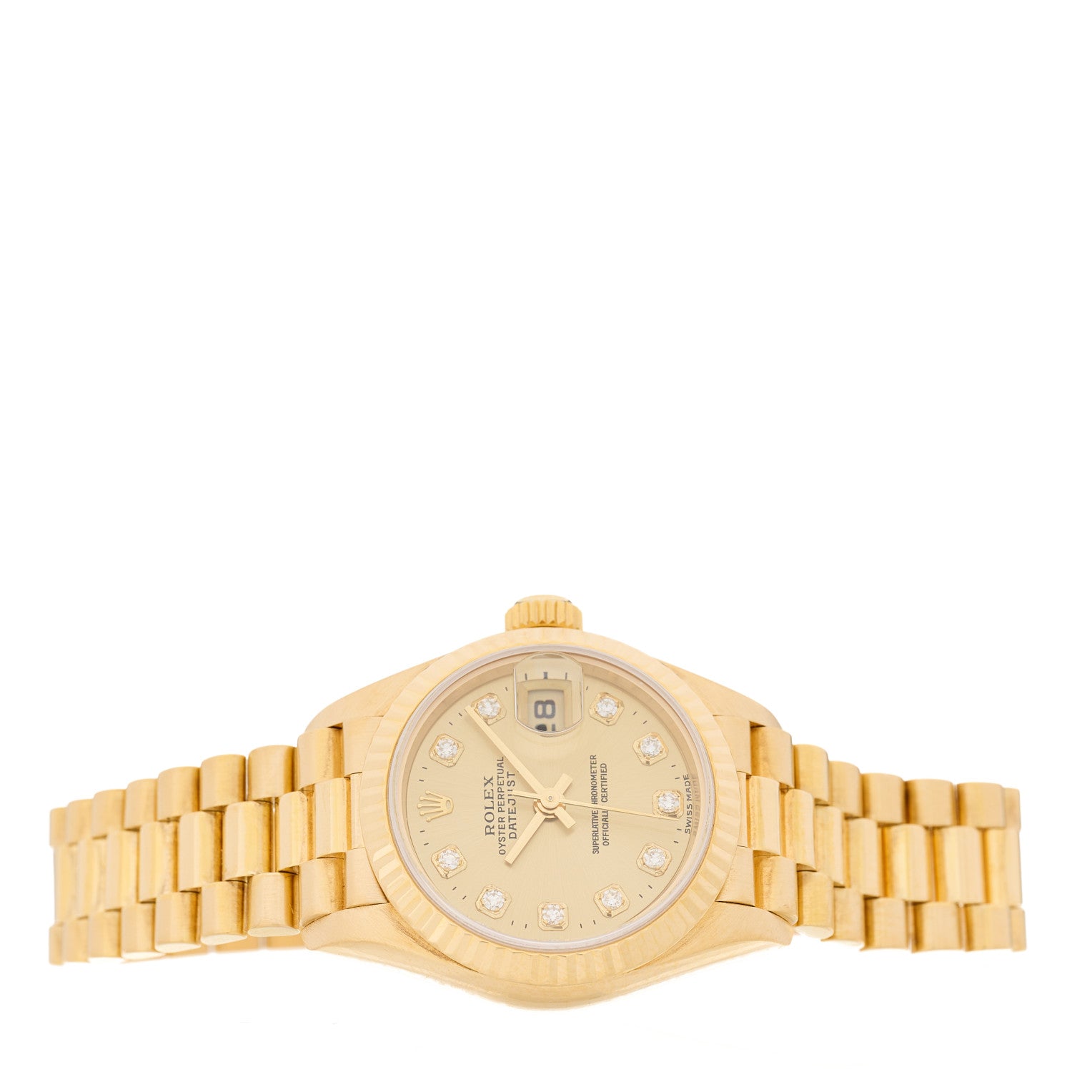 Rolex 18K Yellow Gold Diamond 26mm Datejust President Watch Champagne 69178 2 of 4