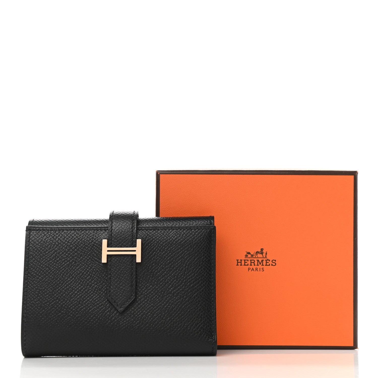 Hermes Epsom Tri-Fold Compact Bearn Wallet Black 7 of 7