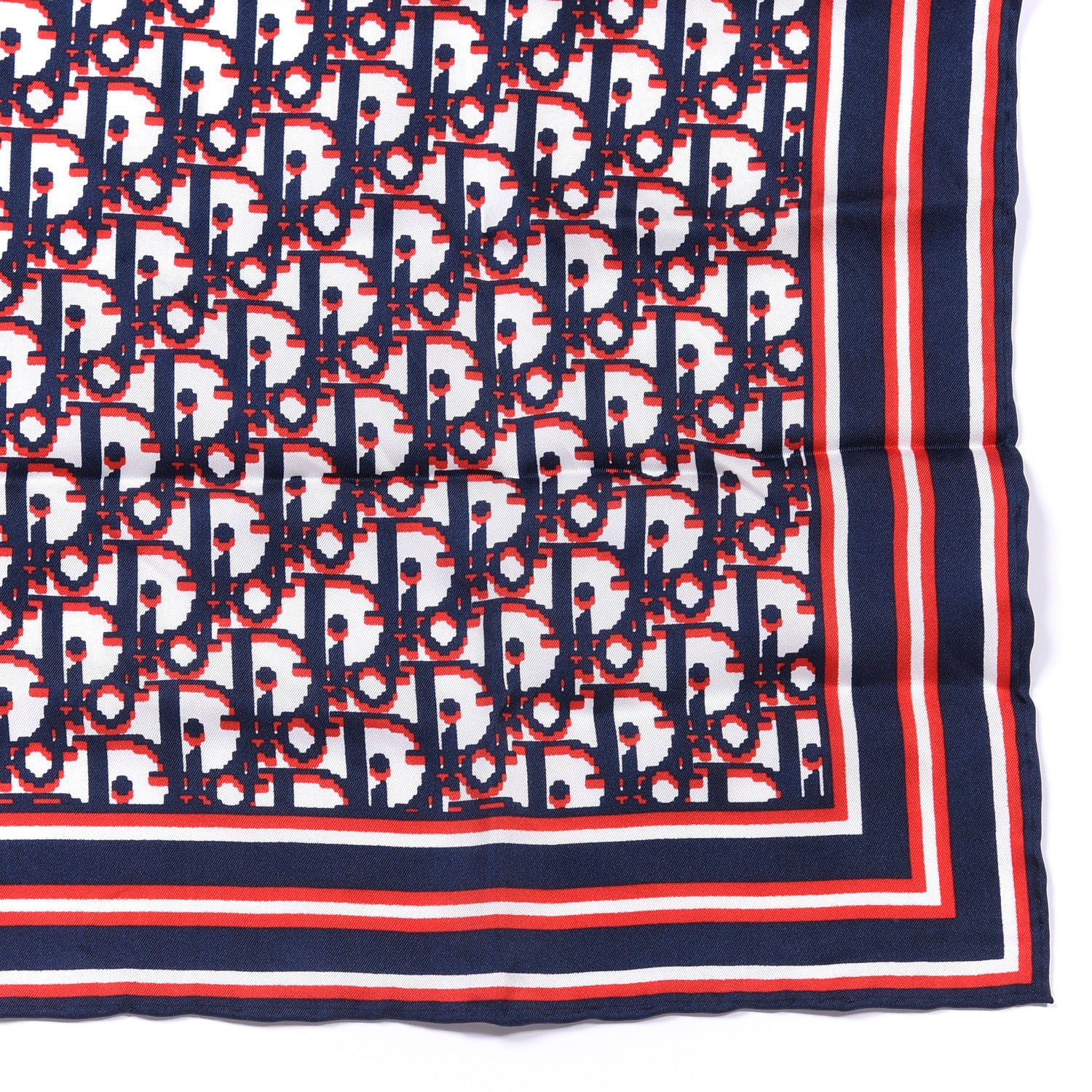 Christian Dior Silk Oblique Scarf Blue Red 2 of 3