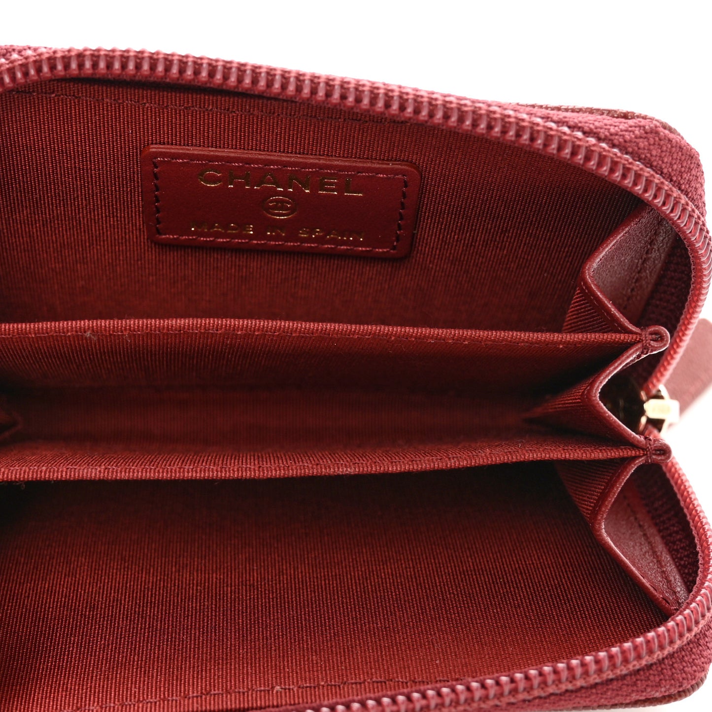 Caviar Quilted Boy Zip Around Coin Purse Wallet Burgundy