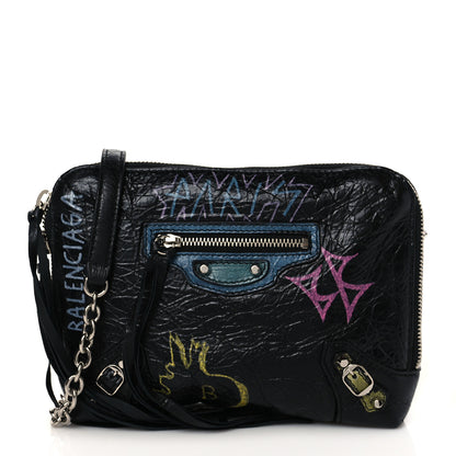 Balenciaga Agneau Classic Silver Hardware Graffiti Reporter XS Black 1 of 9