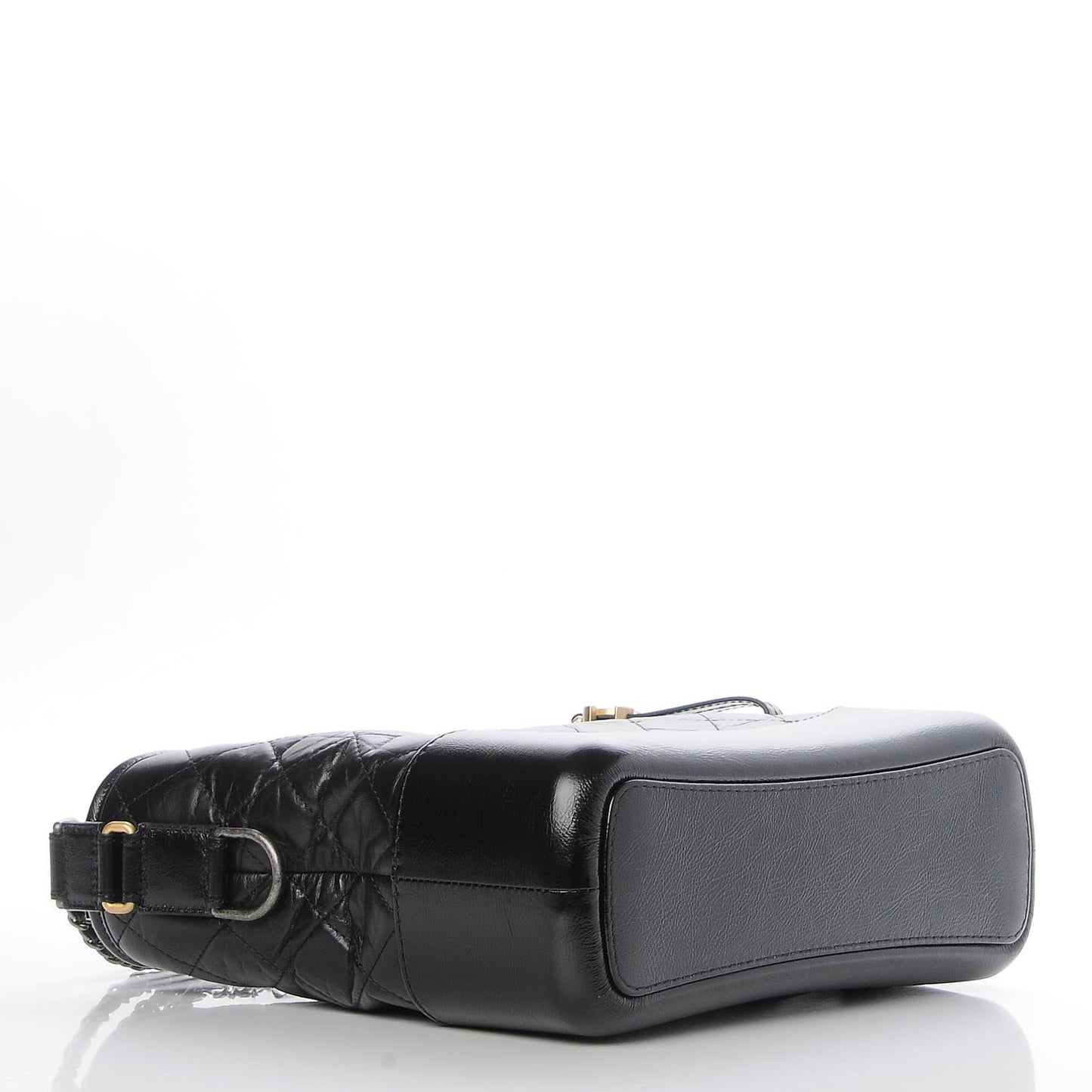 Aged Calfskin Quilted Medium Gabrielle Hobo Black