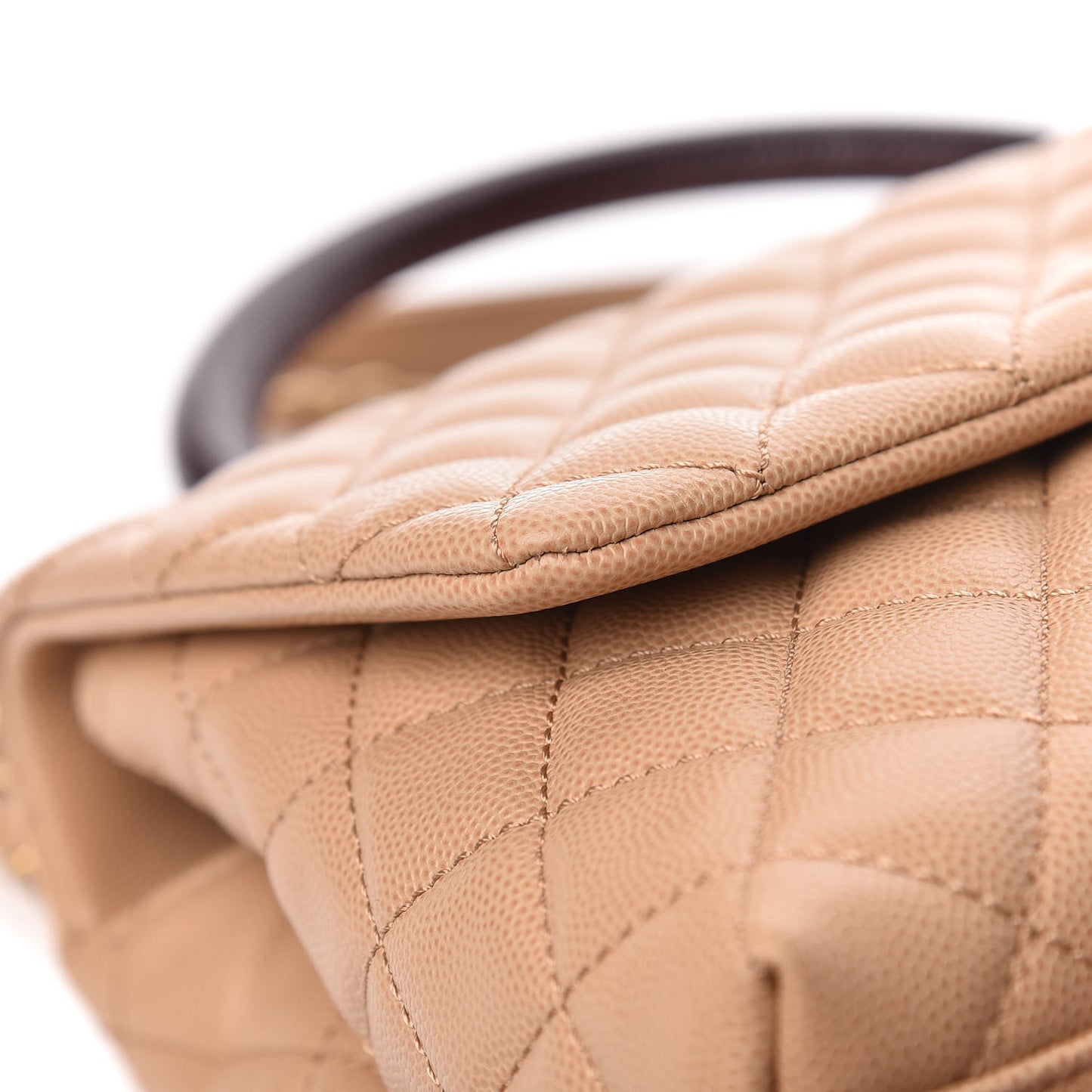 Caviar Lizard Embossed Quilted Small Coco Handle Flap Beige
