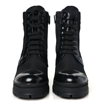 Prada Spazzolato Re-Nylon Metal Triangle Logo Lace Up 55mm Ankle Boots 40.5 Black 3 of 10