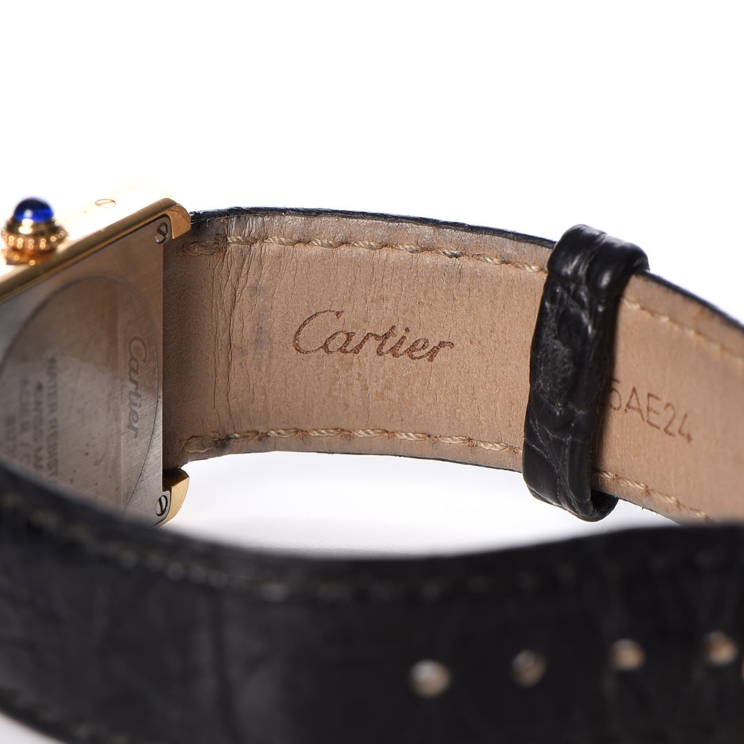 Cartier Stainless Steel 18K Yellow Gold Alligator 24mm Tank Solo Quartz Watch 7 of 8
