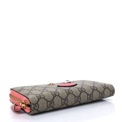 Gucci GG Supreme Monogram Embroidered Face Zip Around Wallet Pink 4 of 8