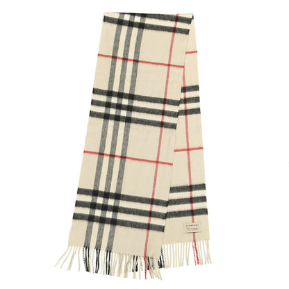 Burberry Cashmere Giant Check Fringe Scarf Ivory 2 of 4