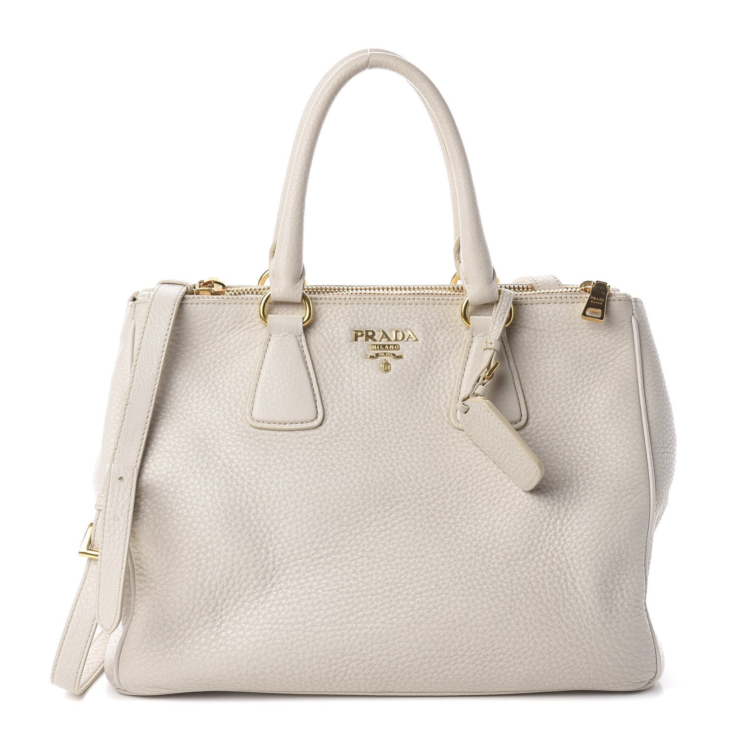 Prada Vitello Daino Large Double Zip Tote Talco 1 of 8