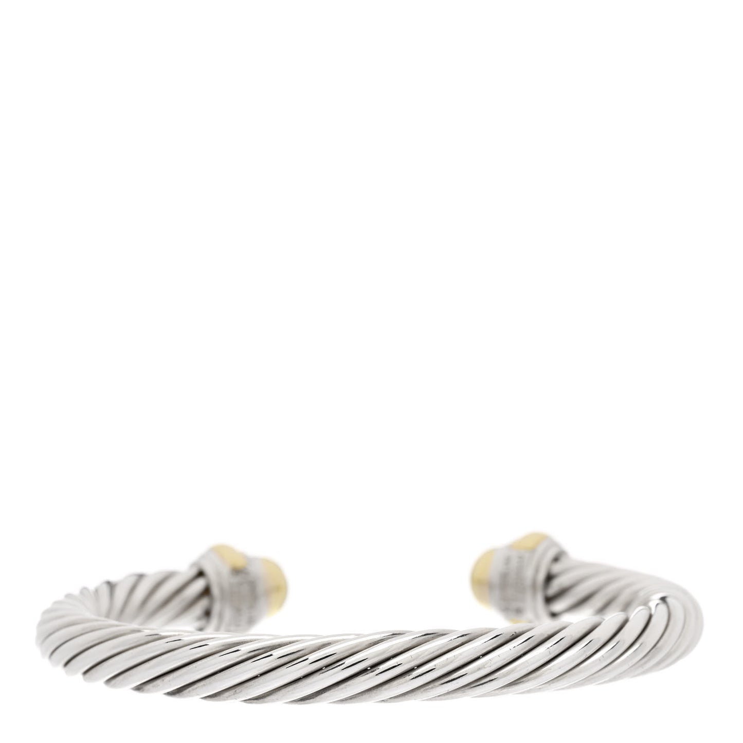 Sterling Silver 14K Yellow Gold 7mm Cable Classics Dome Bracelet
