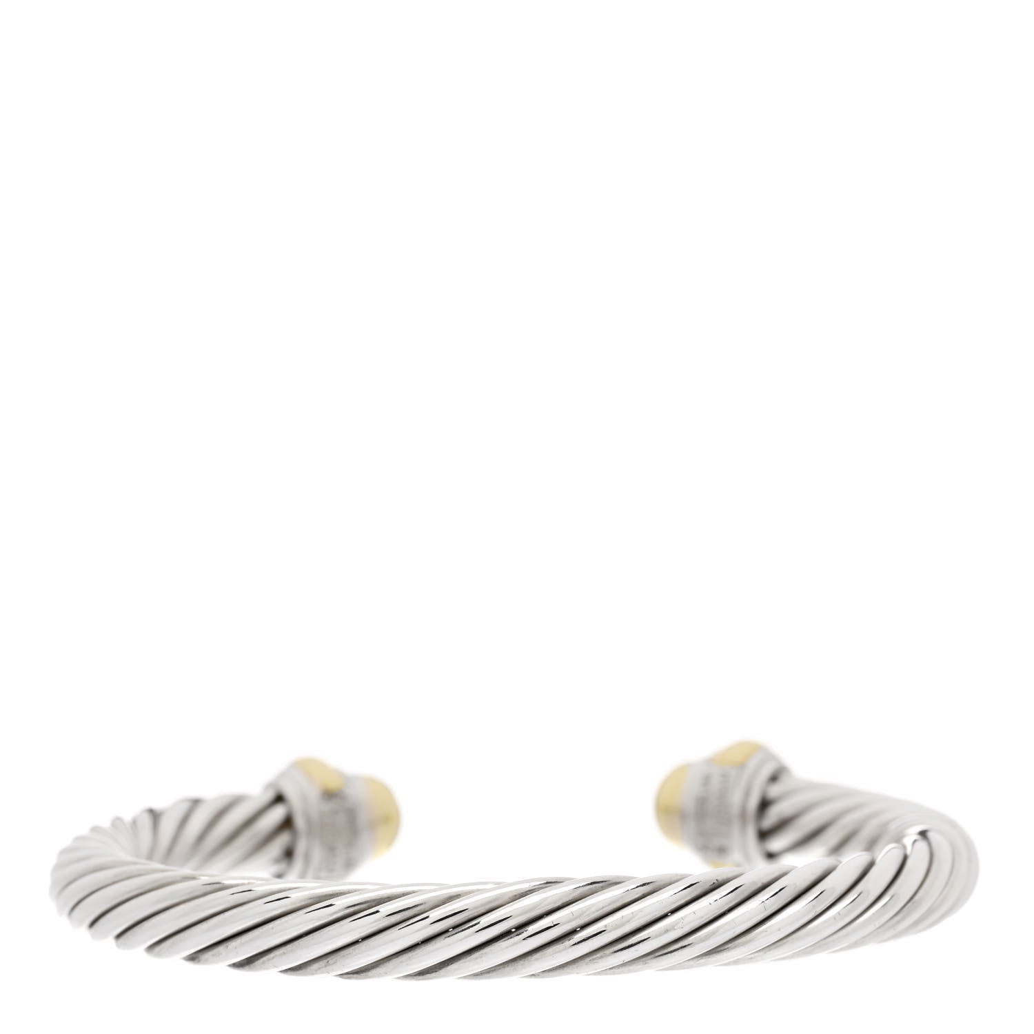 David Yurman Sterling Silver 14K Yellow Gold 7mm Cable Classics Dome Bracelet 2 of 3