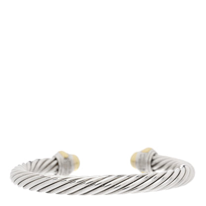 David Yurman Sterling Silver 14K Yellow Gold 7mm Cable Classics Dome Bracelet 2 of 3