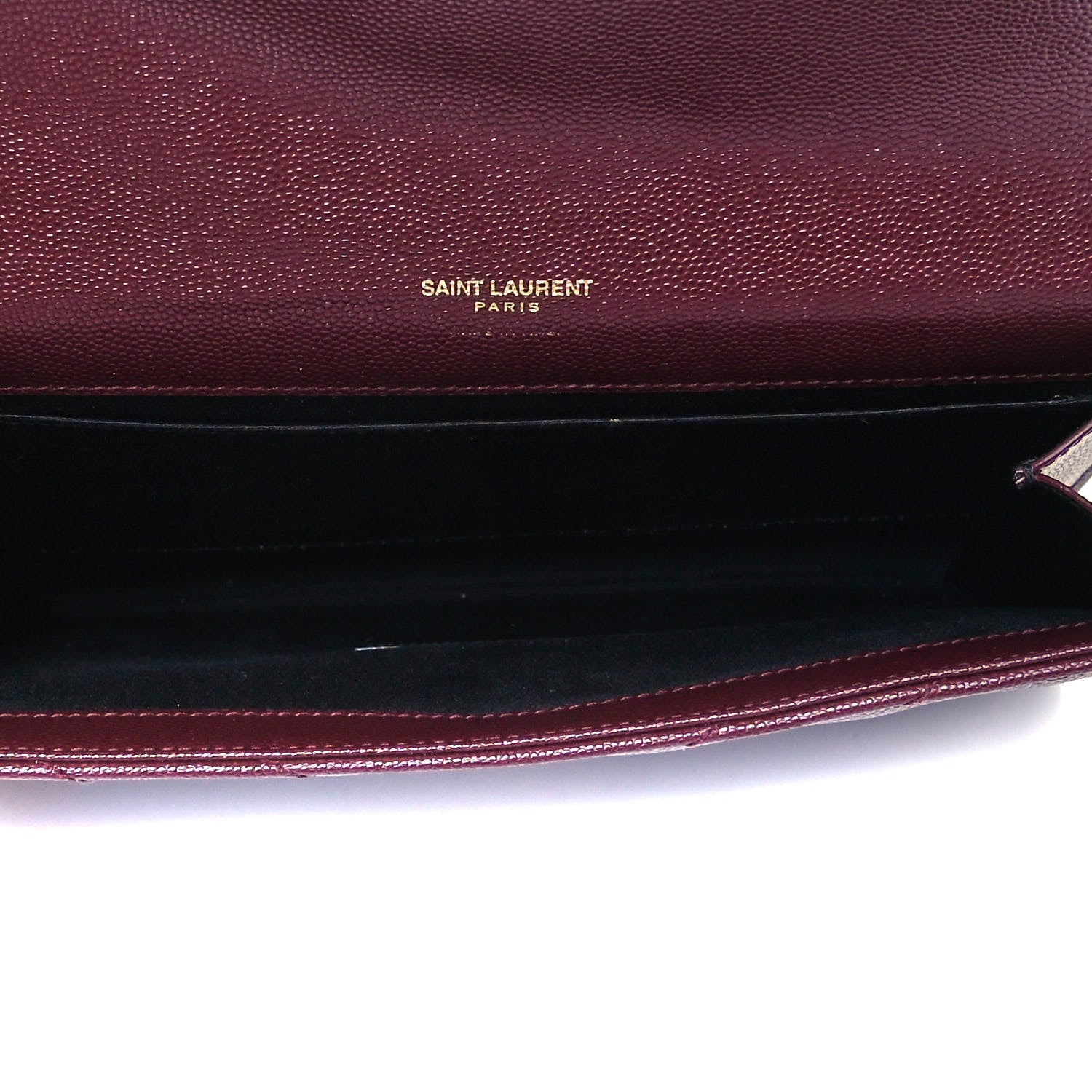 Saint Laurent Grain De Poudre Matelasse Chevron Monogram Envelope Clutch Rouge Legion 6 of 11
