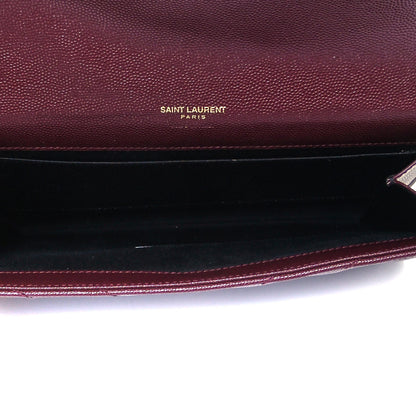 Saint Laurent Grain De Poudre Matelasse Chevron Monogram Envelope Clutch Rouge Legion 6 of 11