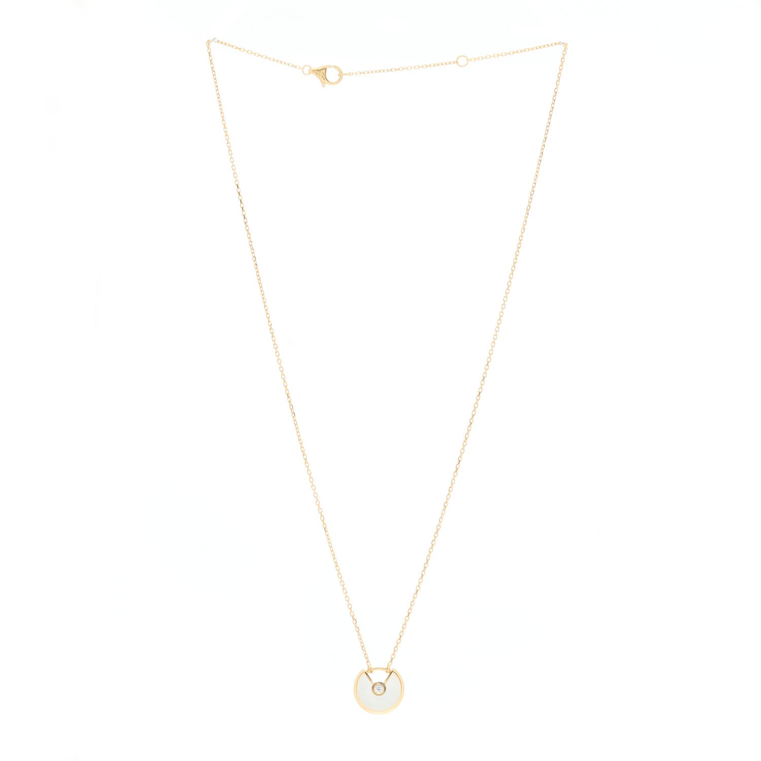 Cartier 18K Yellow Gold Diamond Mother of Pearl XS Amulette de Cartier Pendant Necklace 2 of 3