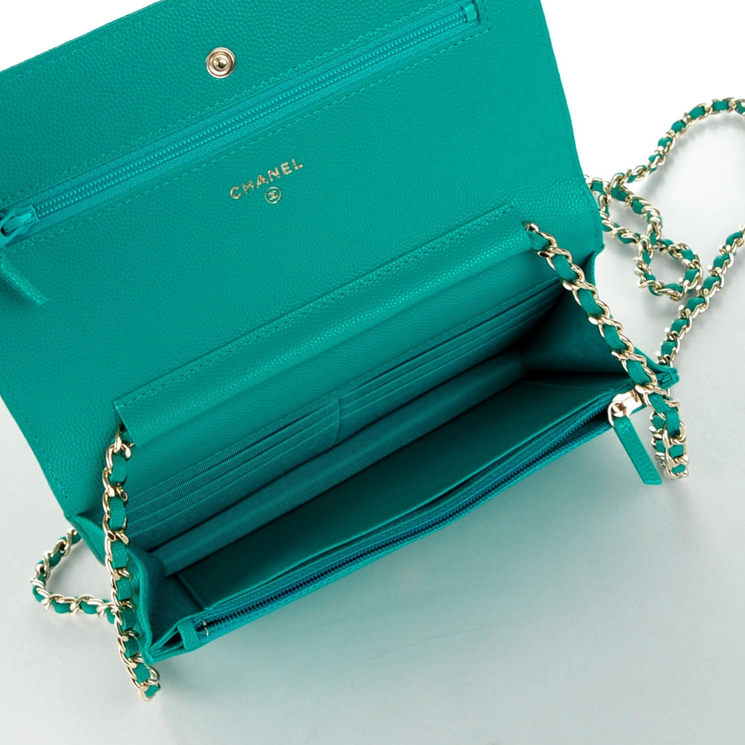 Chanel Caviar Quilted Wallet On Chain WOC Turquoise 5 of 8