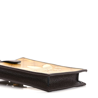 Gucci X ADIDAS Crystal Vintage Monogram Textured Dollar Calfskin Trefoil Logo Phone Crossbody Bag Mid Natural Nut Off White New Acero 7 of 8