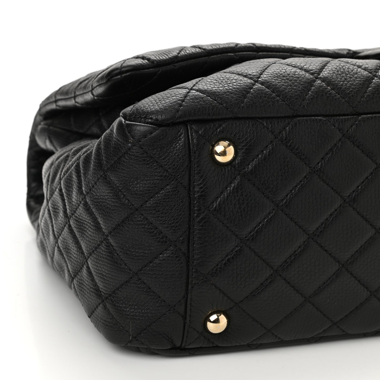 Calfskin Quilted XXL Travel Flap Bag Black
