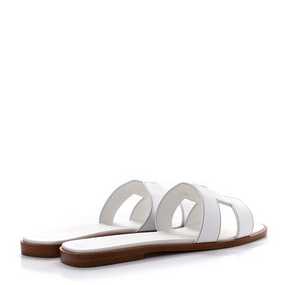 Hermes Box Calfskin Oran Sandals 37.5 White 4 of 9