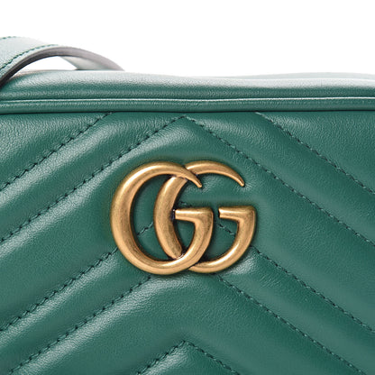 Gucci Calfskin Matelasse Mini GG Marmont Chain Shoulder Bag Emerald Green 10 of 10