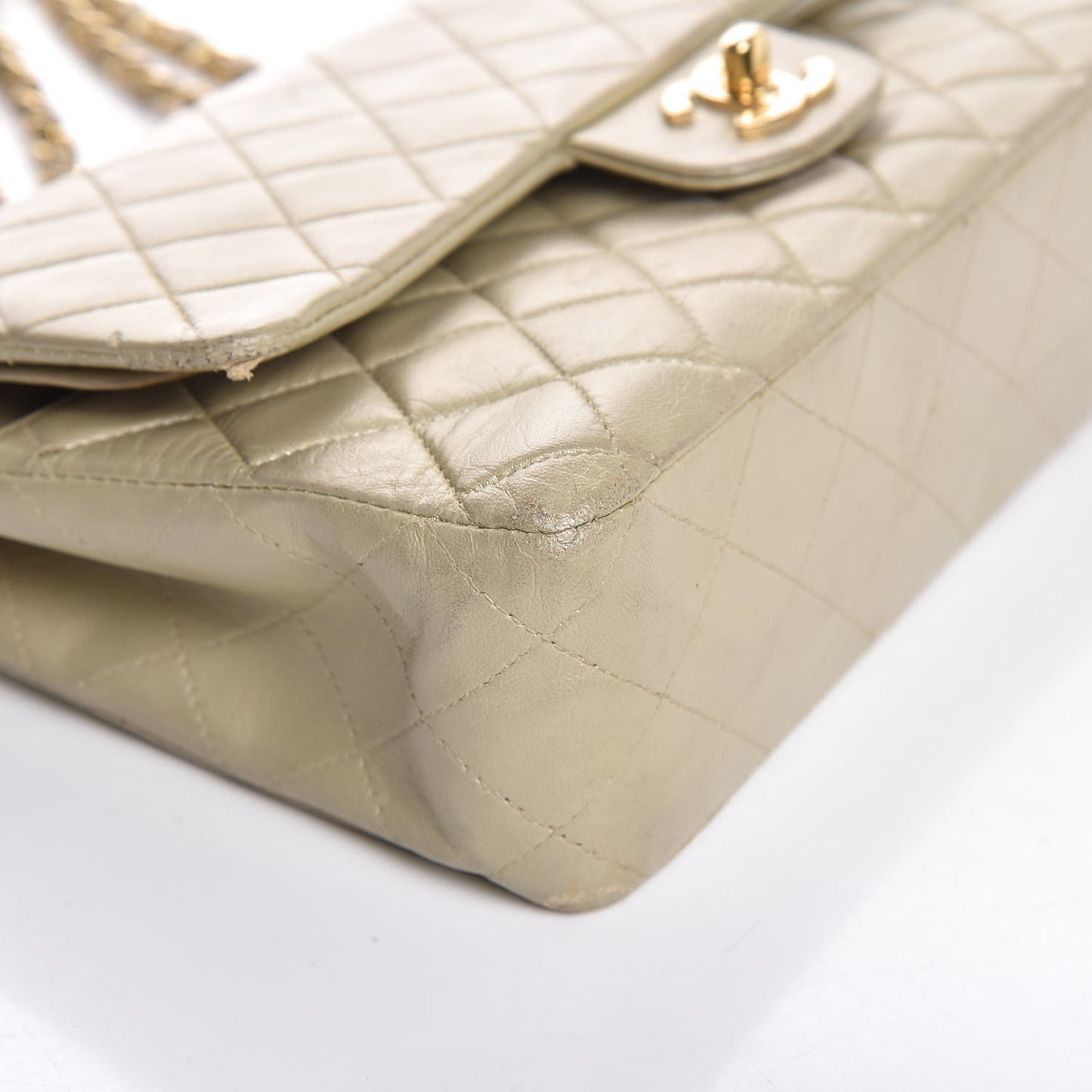 Lambskin Quilted Medium Double Flap Light Gold